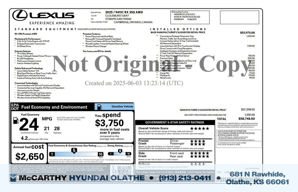 2025 Lexus RX 350 Premium