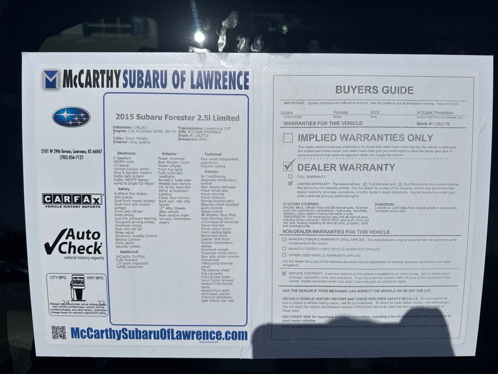 2015 Subaru Forester 2.5i Limited